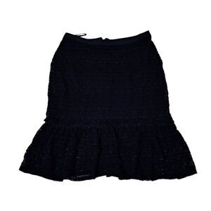 Elie Tahari Women's  Black Ruffled Cotton Lace Casual Work Wear Skirt 10 Approx.